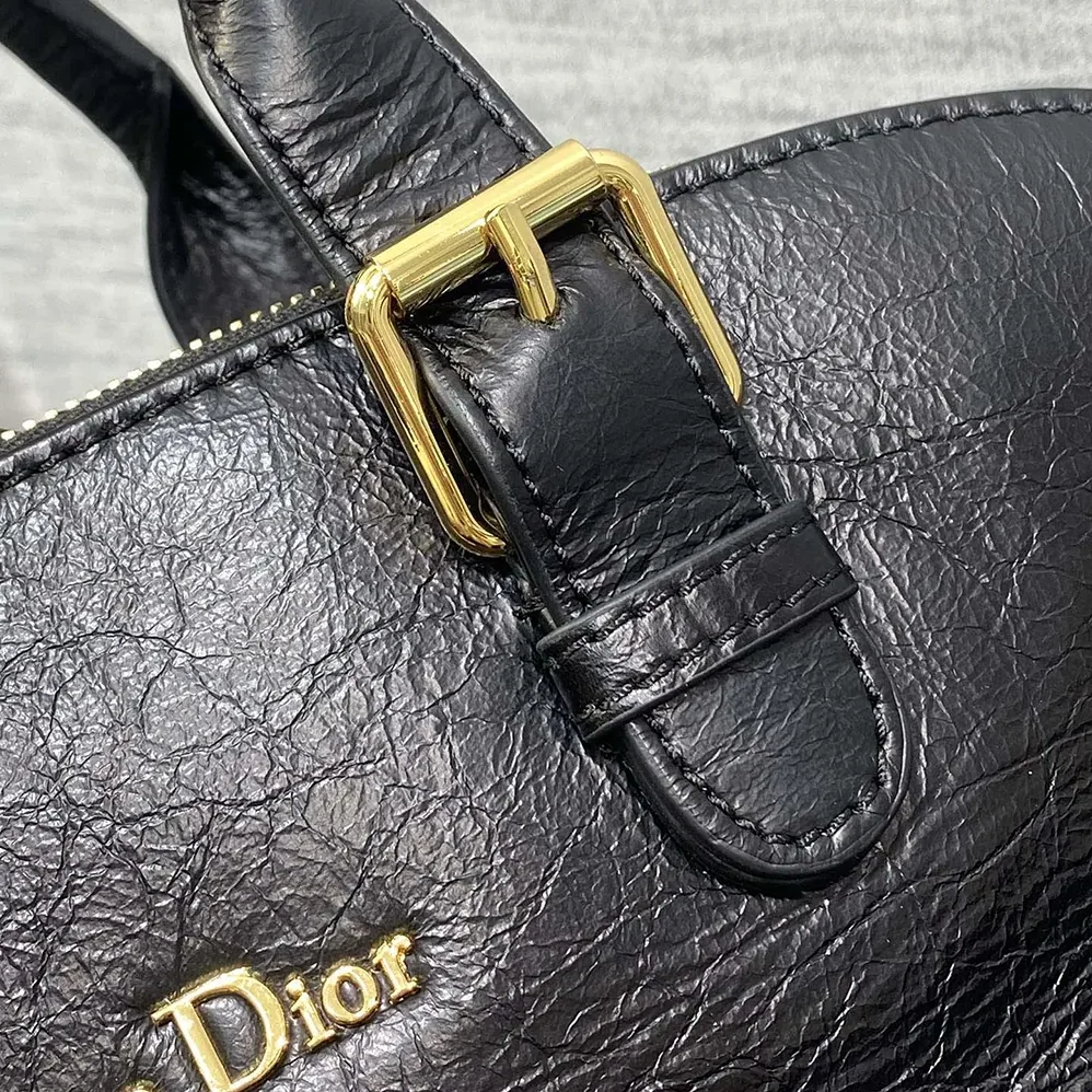 Dior Medium Grand Tour Bowling Bag Black Crinkled Calfskin for Women Dior Medium Grand Tour Bowling Bag Black Crinkled Calfskin for Women