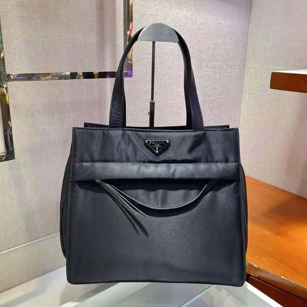 Prada Quilted Nylon Tote Bag for Women in Black Prada Quilted Nylon Tote Bag for Women in Black