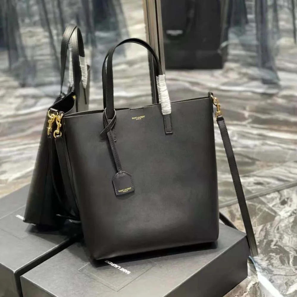 Saint Laurent YSL Shopping Saint Laurent Toy in Supple Leather for Women in Black Saint Laurent YSL Shopping Saint Laurent Toy in Supple Leather for Women in Black