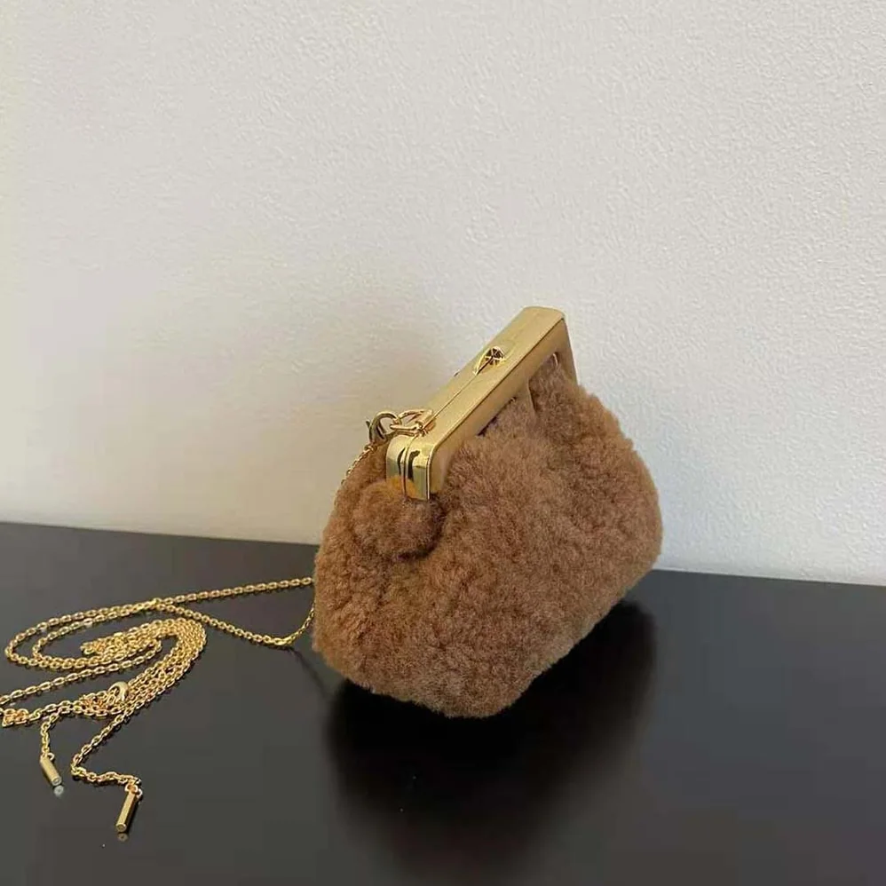 Fendi Nano Fendi First Beige Sheepskin Charm for Women Fendi Nano Fendi First Beige Sheepskin Charm for Women