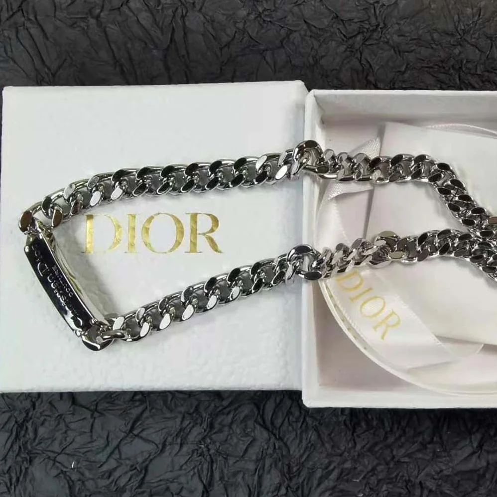 Dior Christian Dior Couture Chain Link Necklace Silver for Men in Finish Brass Dior Christian Dior Couture Chain Link Necklace Silver for Men in Finish Brass