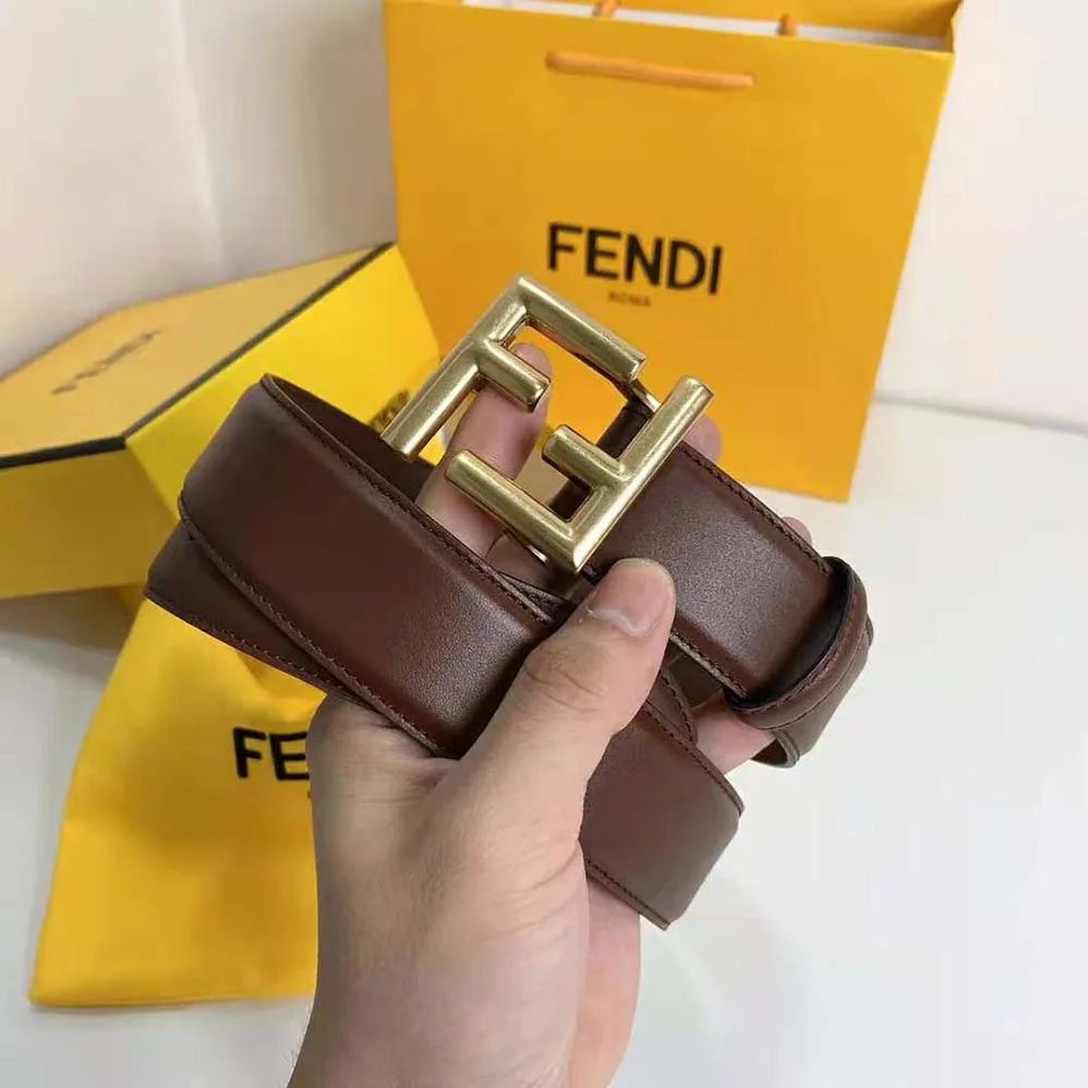 Fendi Belt with Loop and FF Stud Buckle for Women