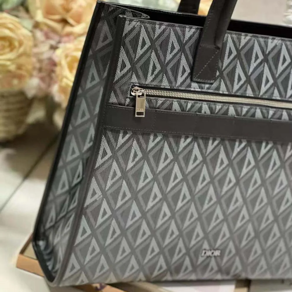 Dior Safari Tote Bag Black CD Diamond Canvas for Men Dior Safari Tote Bag Black CD Diamond Canvas for Men