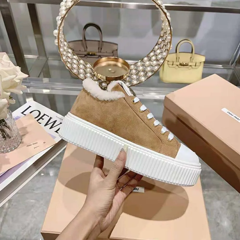 Miu Miu Suede Sneakers EVA Sole with Logo for Women