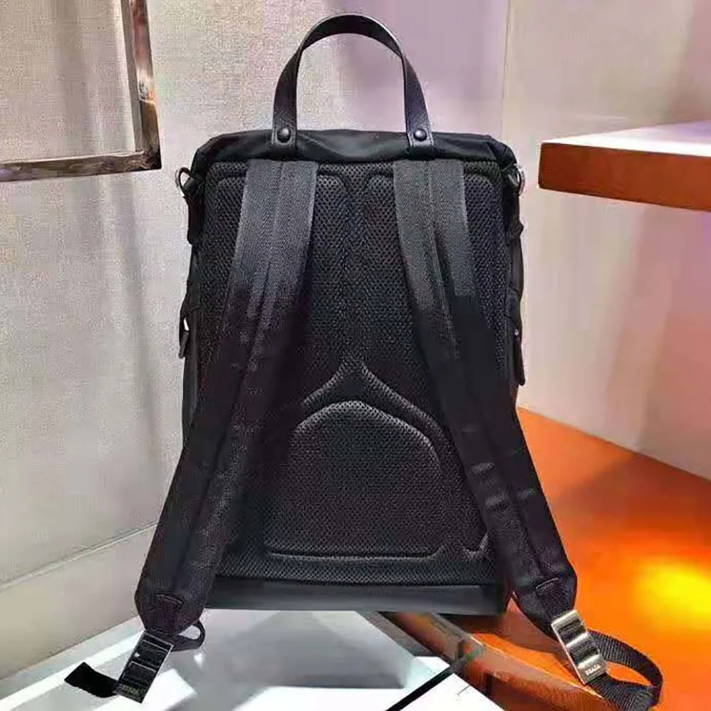 Prada Re-Nylon and Saffiano Leather Backpack for Men in Black
