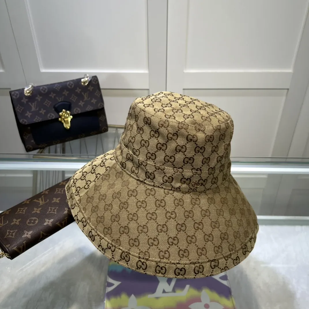 Gucci Eco Washed Denim Wide Brim Hat Beige GG