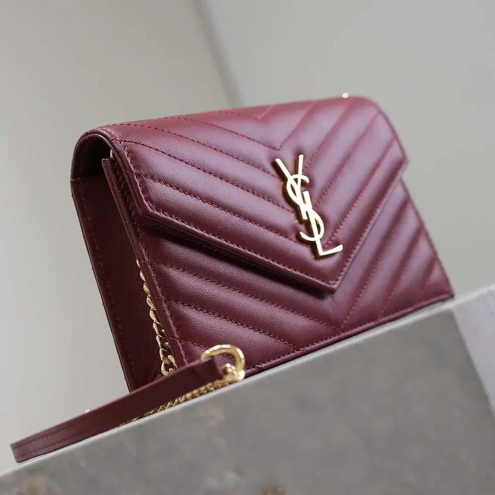 Saint Laurent YSL Cassandre Envelope Chain Wallet in Lambskin for Women