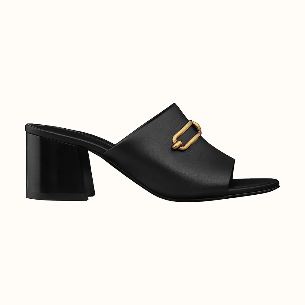 Hermes Camilla Mule High Heel Mule in Calfskin for Women in Black