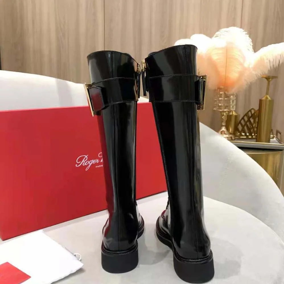 Roger Vivier Rangers Lace Up Metal Buckle Boots in Leather for Women