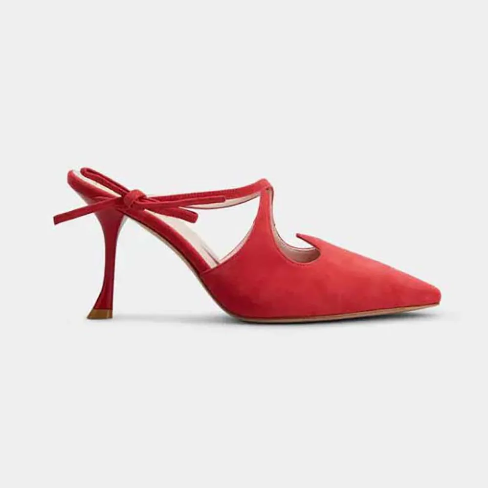Roger Vivier I Love Vivier Bow String Mules in Suede for Women in Red