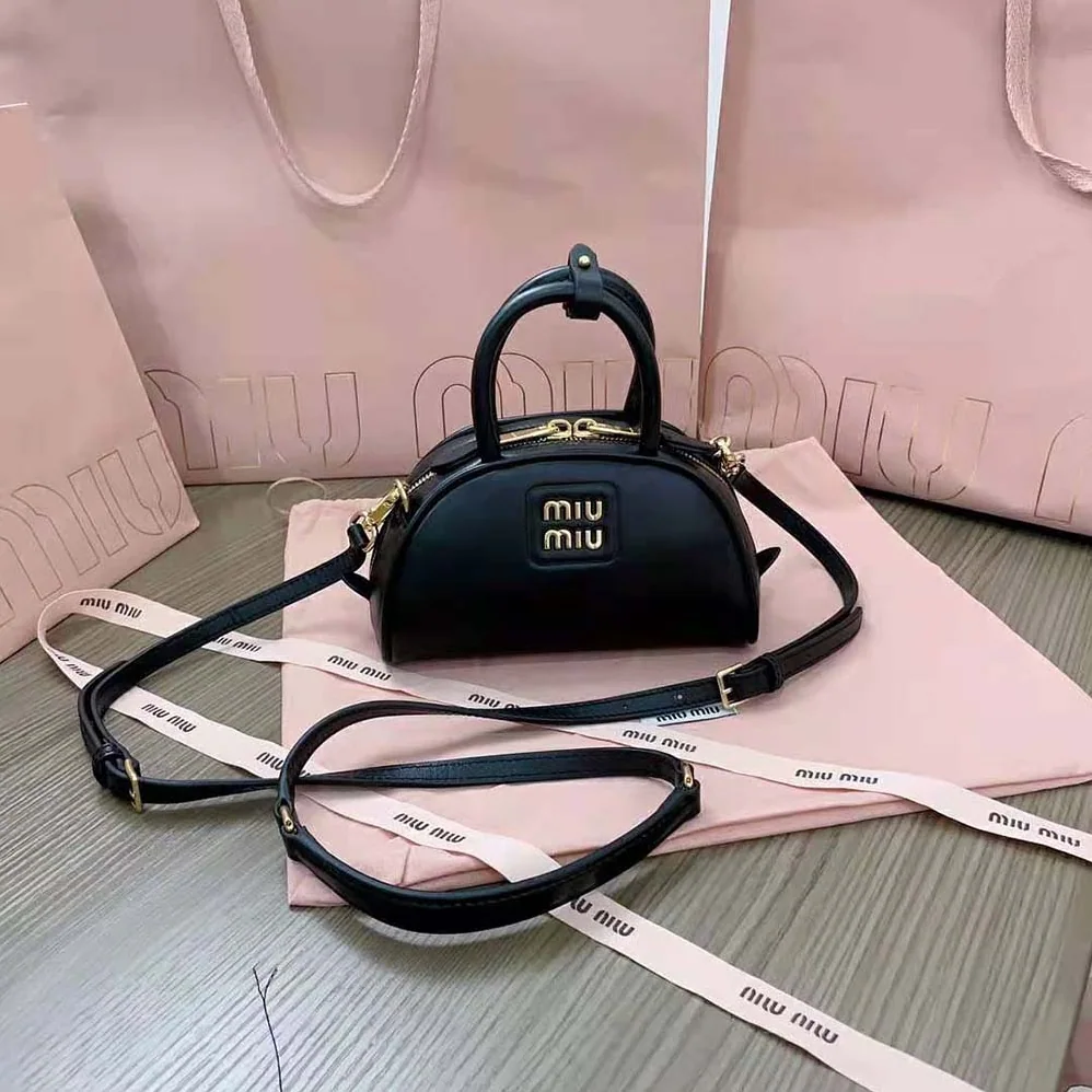 Miu Miu Mini Leather Top-handle Bag for Women in Black Miu Miu Mini Leather Top-handle Bag for Women in Black