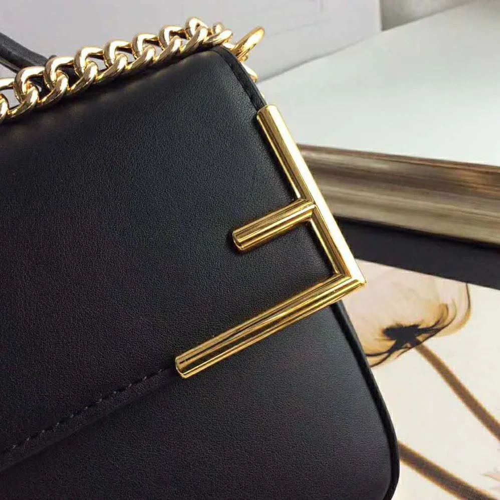 Fendi Double F Small Brown Leather and Fabric Bag for Women