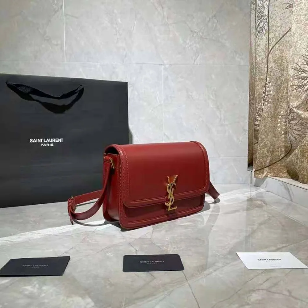 Saint Laurent YSL Solferino Medium Satchel in Box Saint Laurent Leather for Women in Maroon Saint Laurent YSL Solferino Medium Satchel in Box Saint Laurent Leather for Women in Maroon