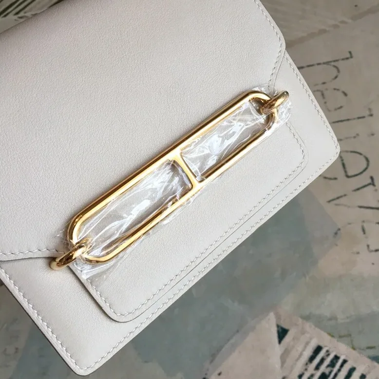 Hermes Mini Evercolor Sac Roulis 19 White Gold Hardware /