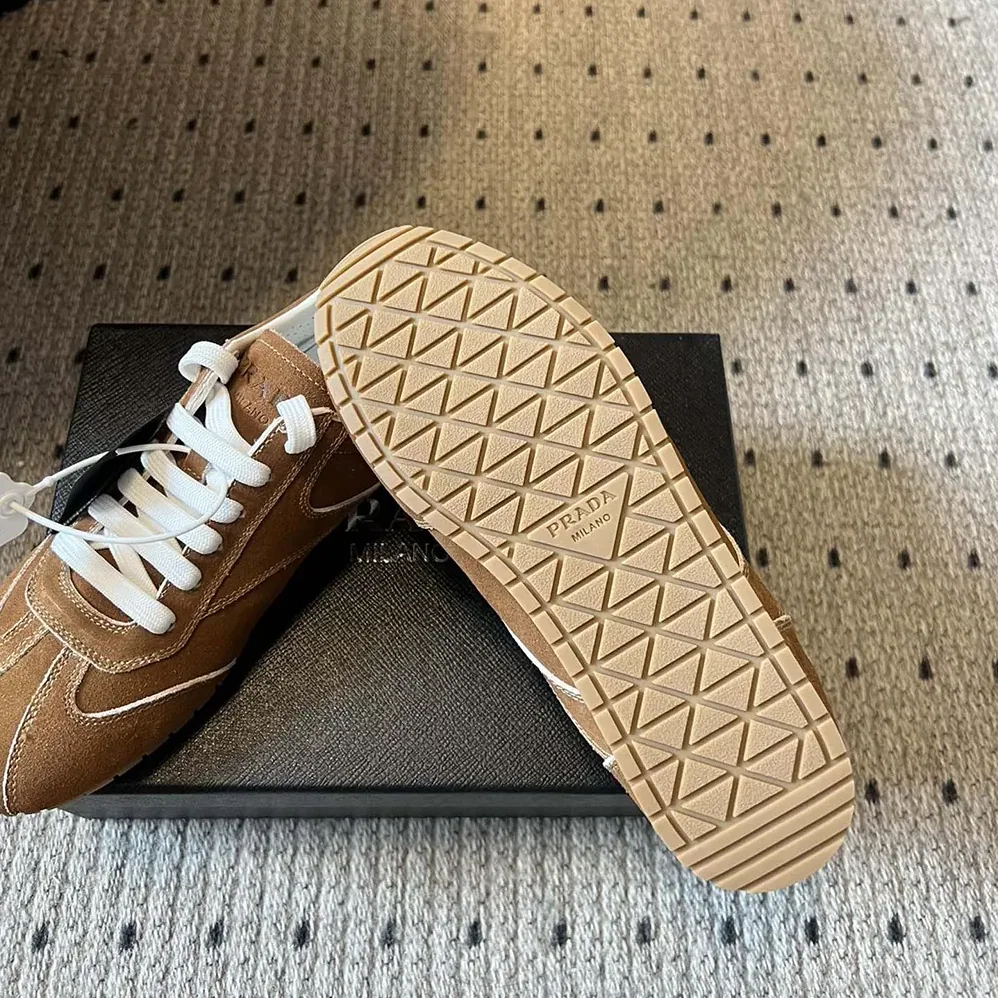 Prada Suede Sneakers with Leather Inserts for Unisex