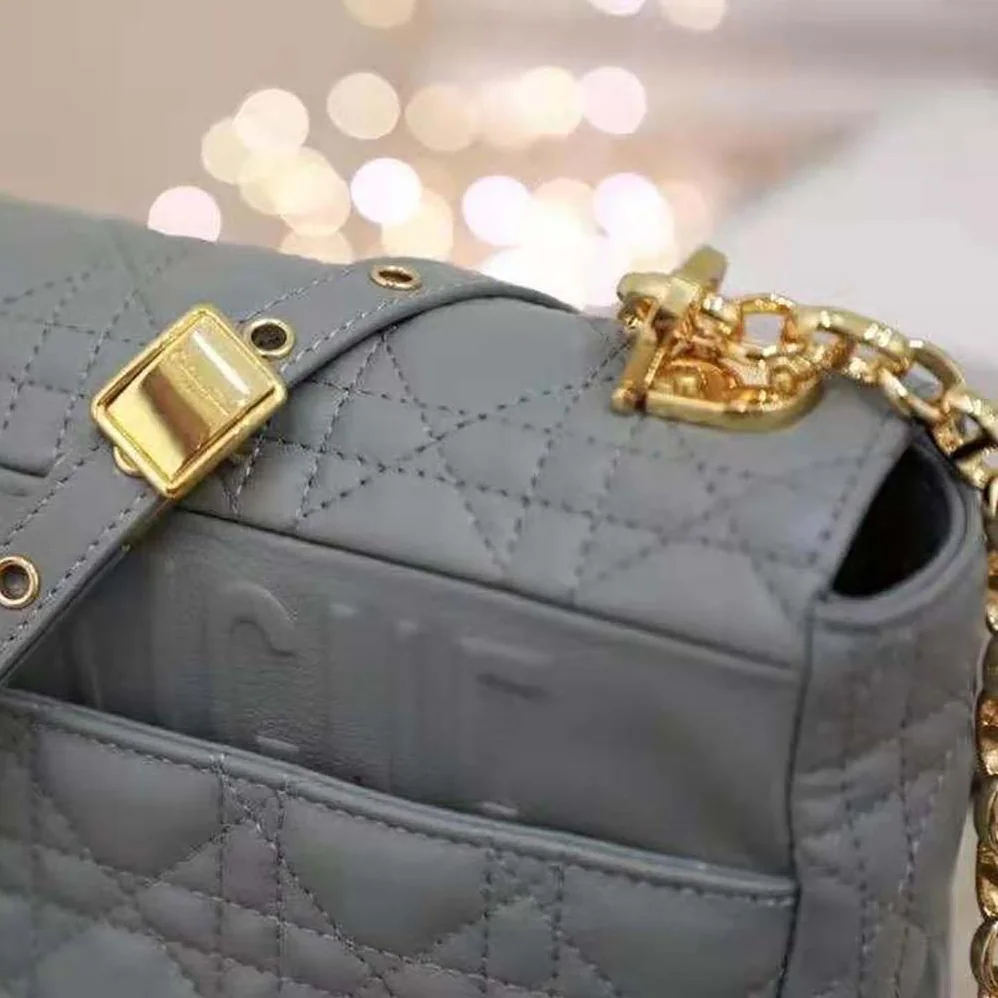 Dior Large Dior Caro Bag Supple Cannage Calfskin for Women in Silver