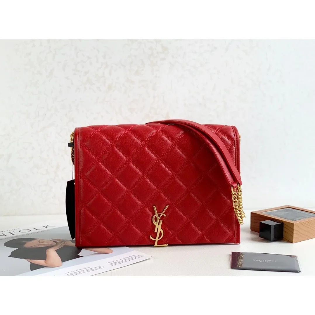 Saint Laurent Becky Small Shoulder Bag Red in YSL Saint Laurent Becky Small Shoulder Bag Red in YSL