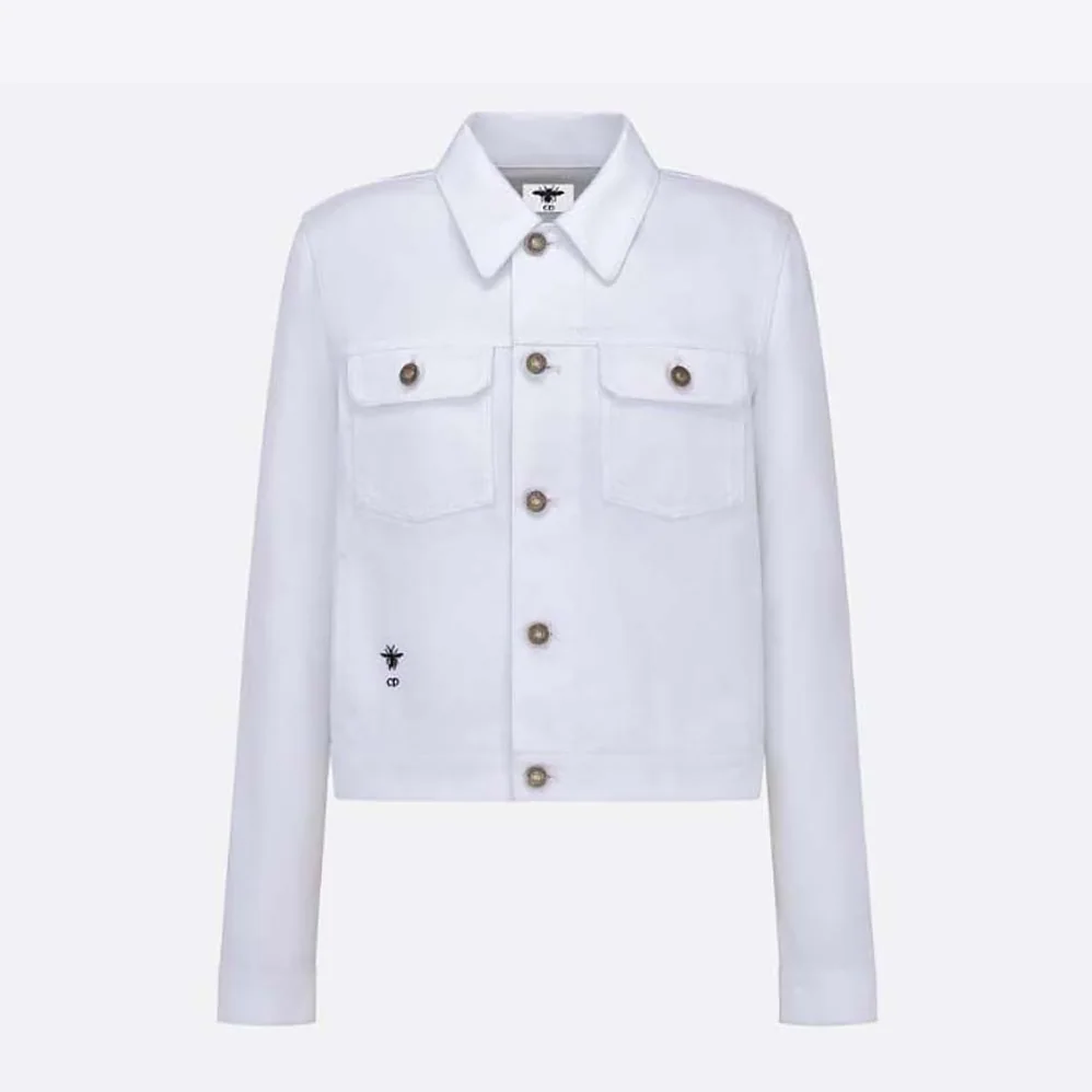 Dior Jacket White Cotton Denim with Blue Rêve D'Infini Motif for Women