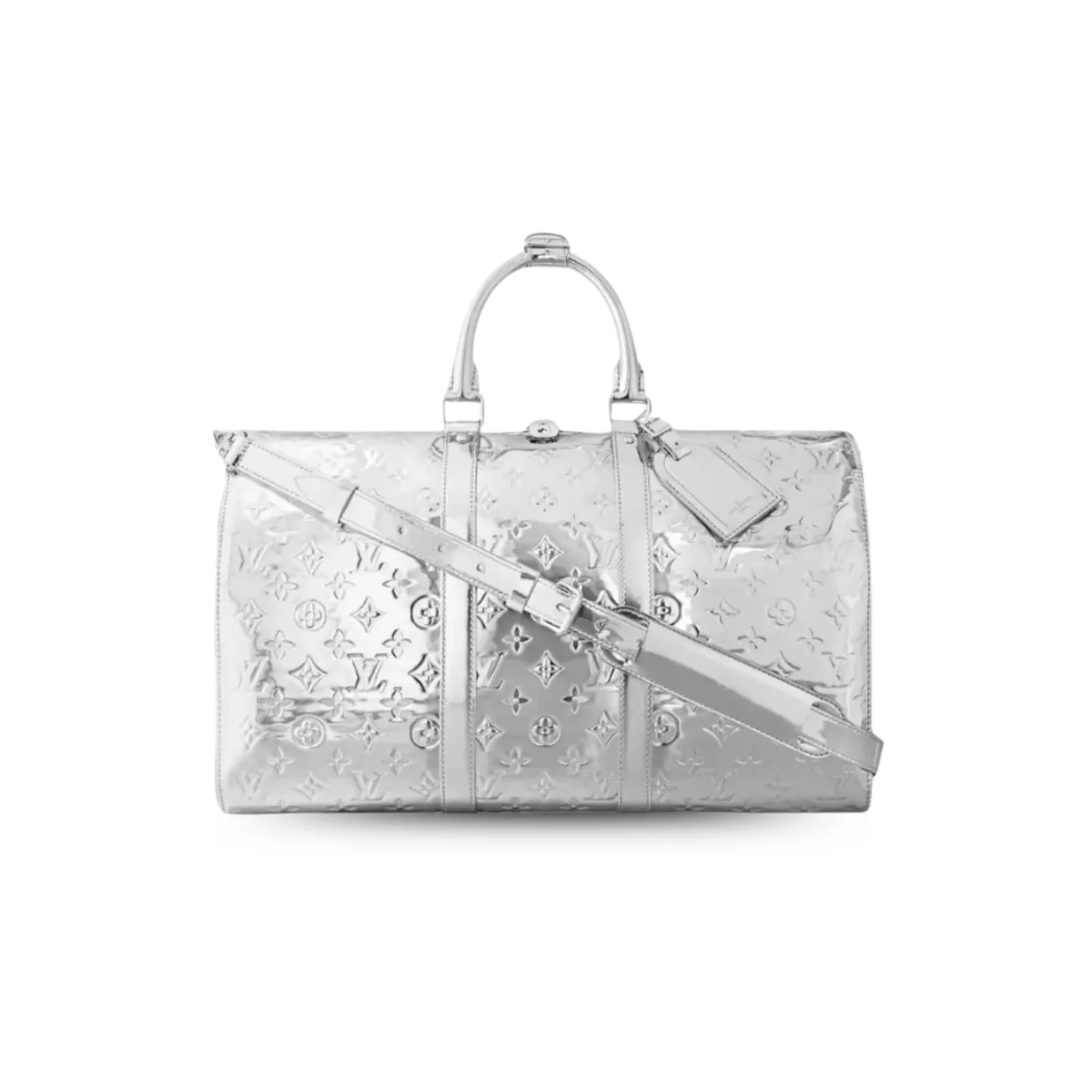 Louis Vuitton Keepall Bandouliere 45 Travel Bag in Silver Metallic Silver Hardware