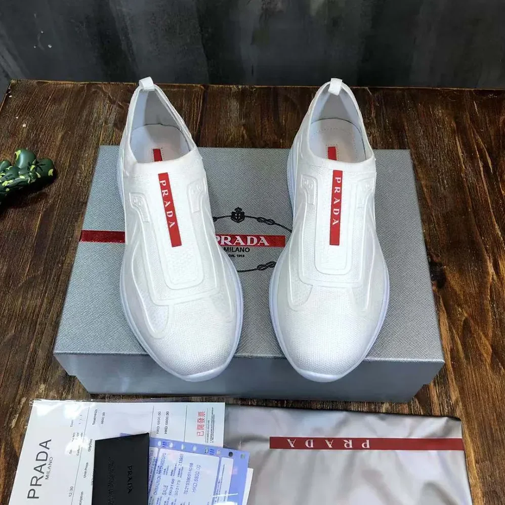 Prada Americas Cup Knit Slip-On for Men in White