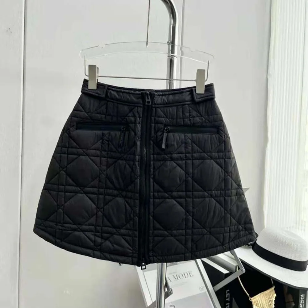 Dior Macrocannage Flared Miniskirt Black Quilted Technical Taffeta for Women Dior Macrocannage Flared Miniskirt Black Quilted Technical Taffeta for Women