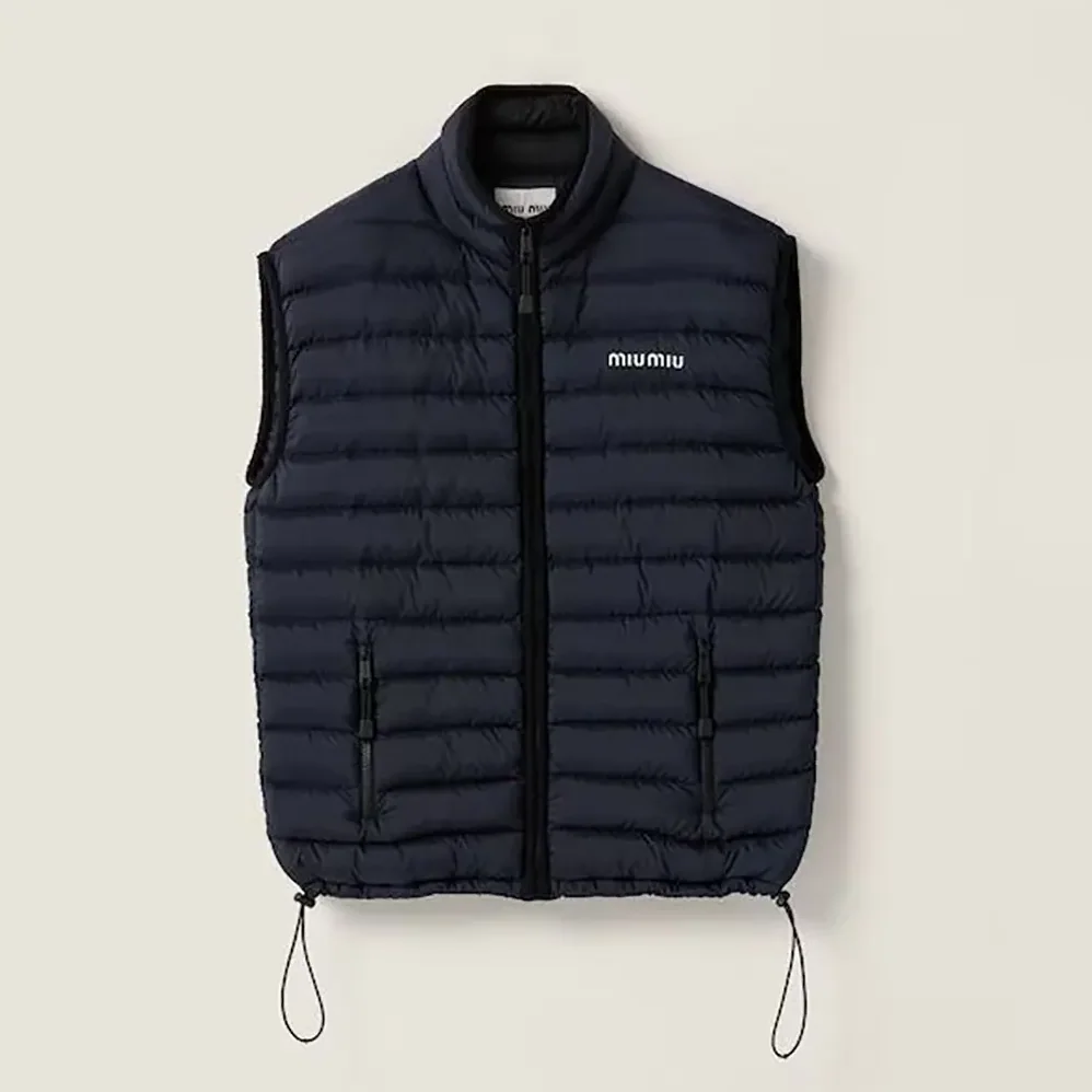 Miu Miu Light Pongé Down Vest with Embroidered logo for Women Miu Miu Light Pongé Down Vest with Embroidered logo for Women