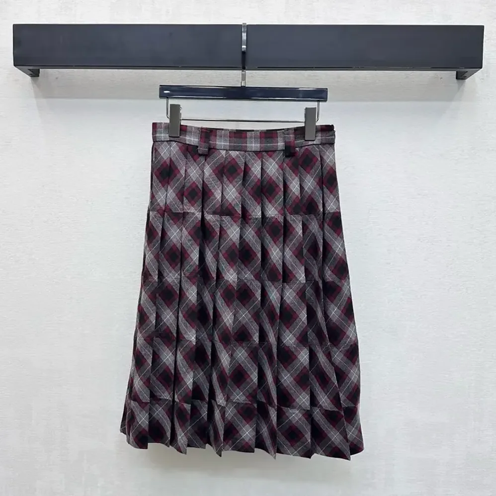 Prada Tartan Patchwork Midi Skirt for Women