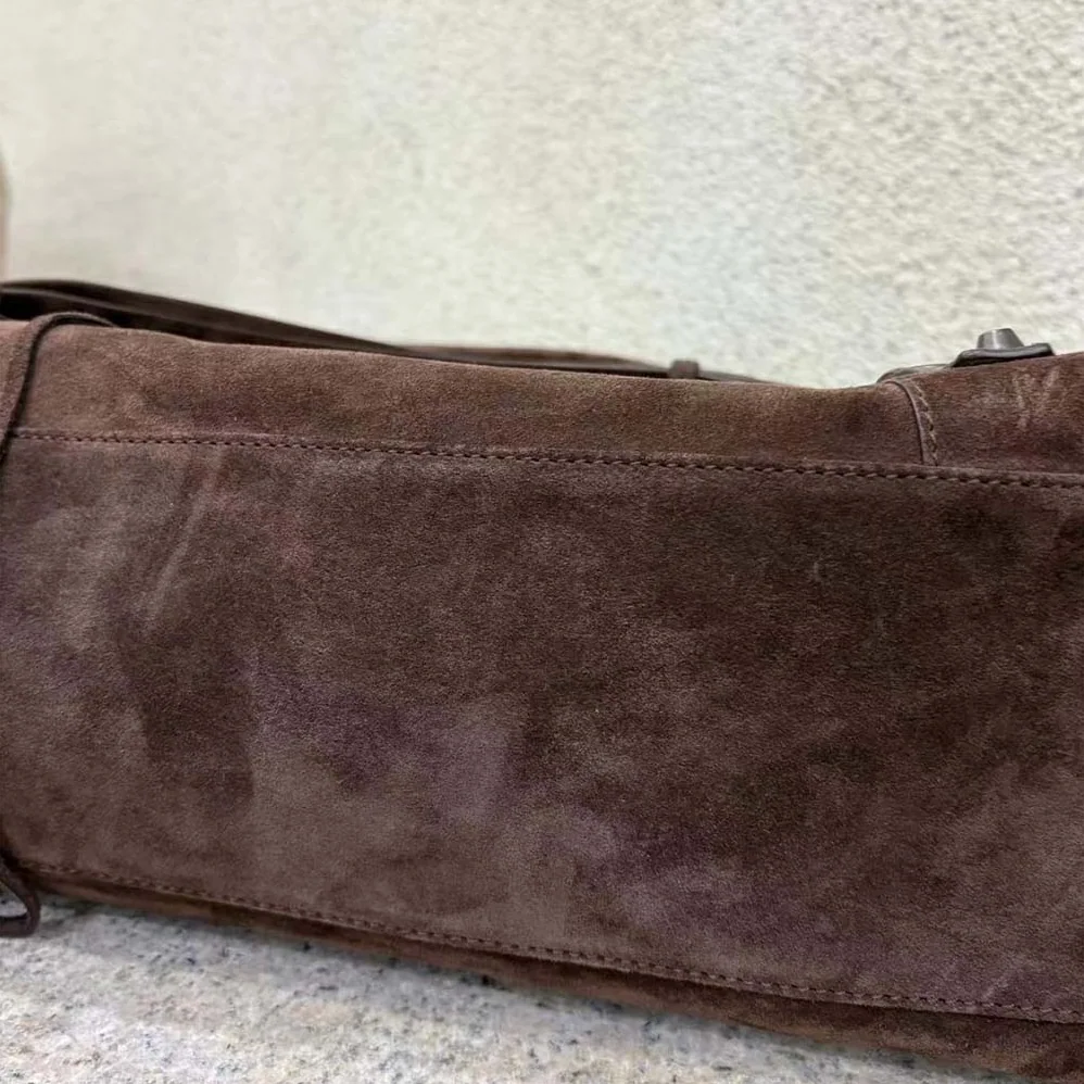 Balenciaga Le City Bag Large in Light Espresso Waxed Suede Calfskin for Unisex