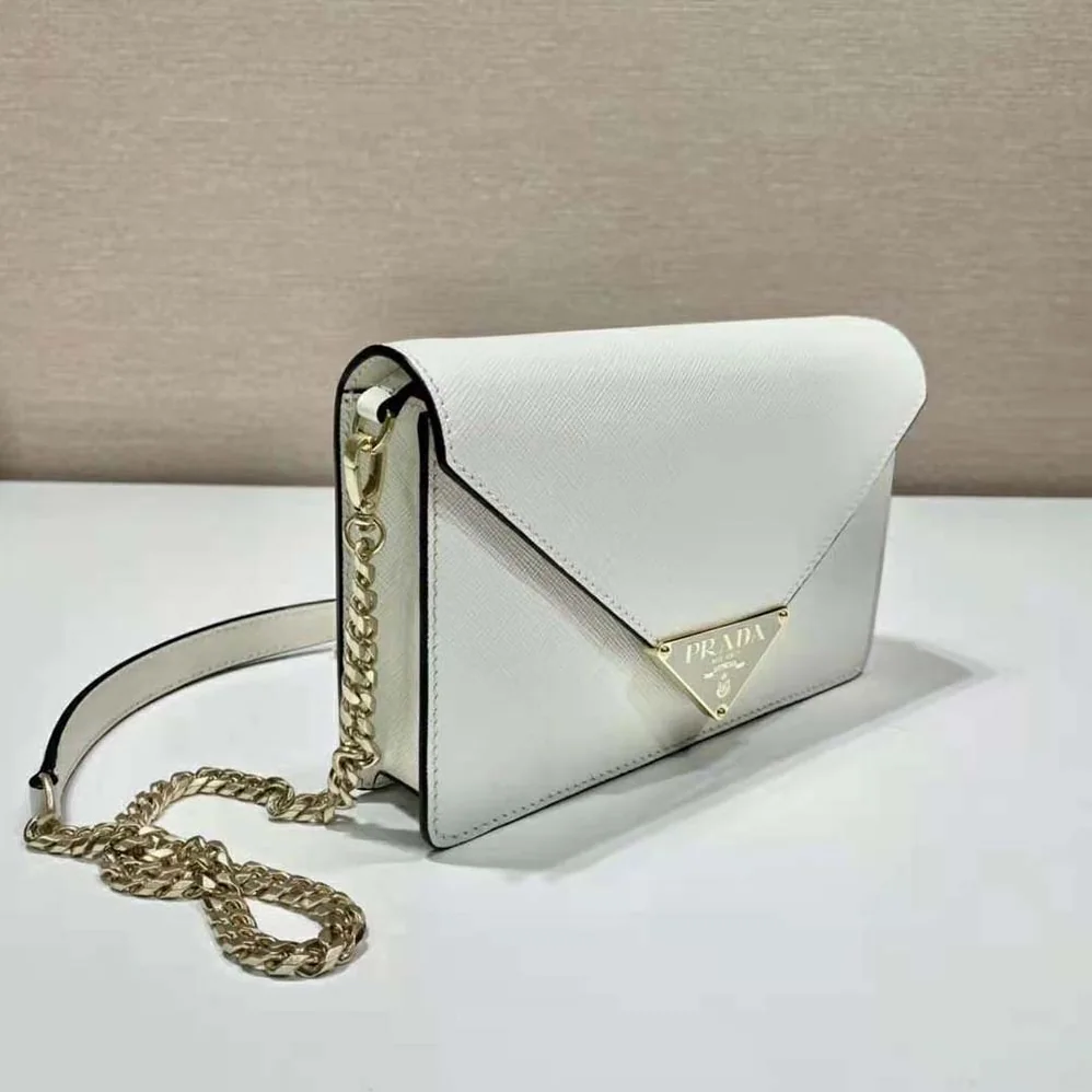 Prada Saffiano Leather Shoulder Bag for Women in White Prada Saffiano Leather Shoulder Bag for Women in White