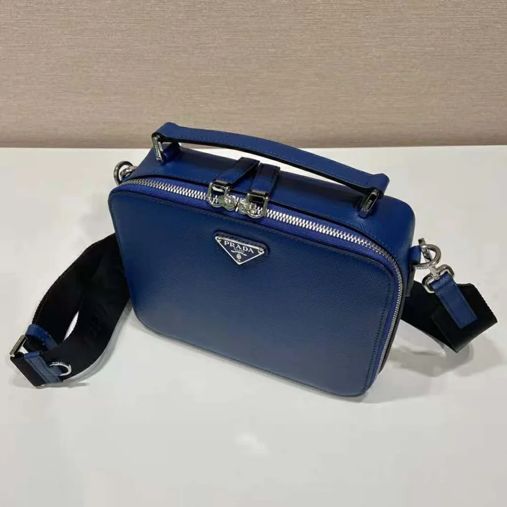 Prada Brique Saffiano Leather Bag for Men in Navy Prada Brique Saffiano Leather Bag for Men in Navy