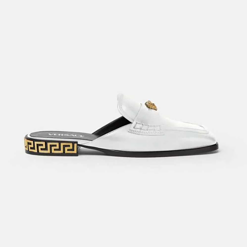 Versace La Medusa Loafers in Calf Leather for Women in White Versace La Medusa Loafers in Calf Leather for Women in White
