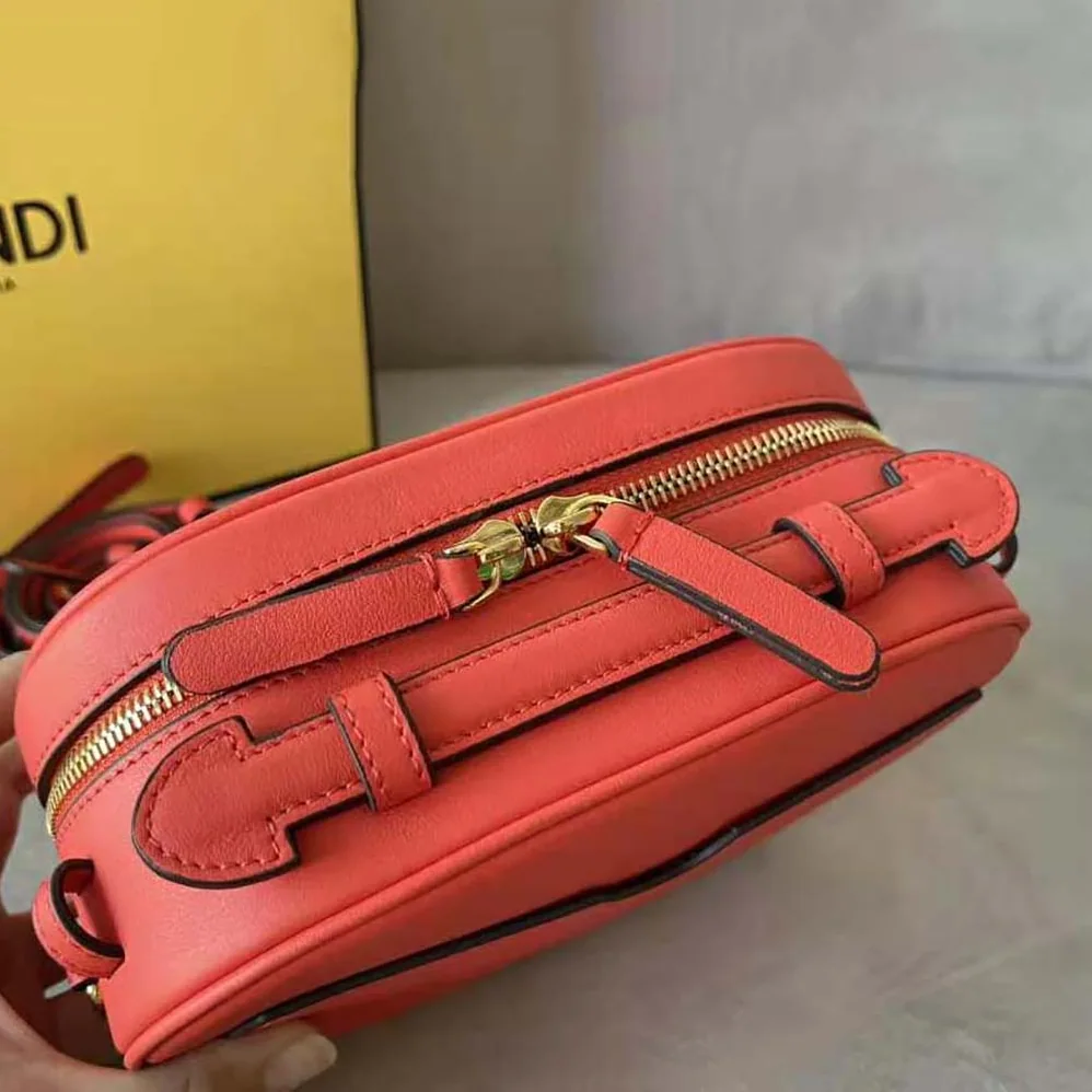 Fendi Mini Camera Case Red Leather and Suede Mini for Women in Bag