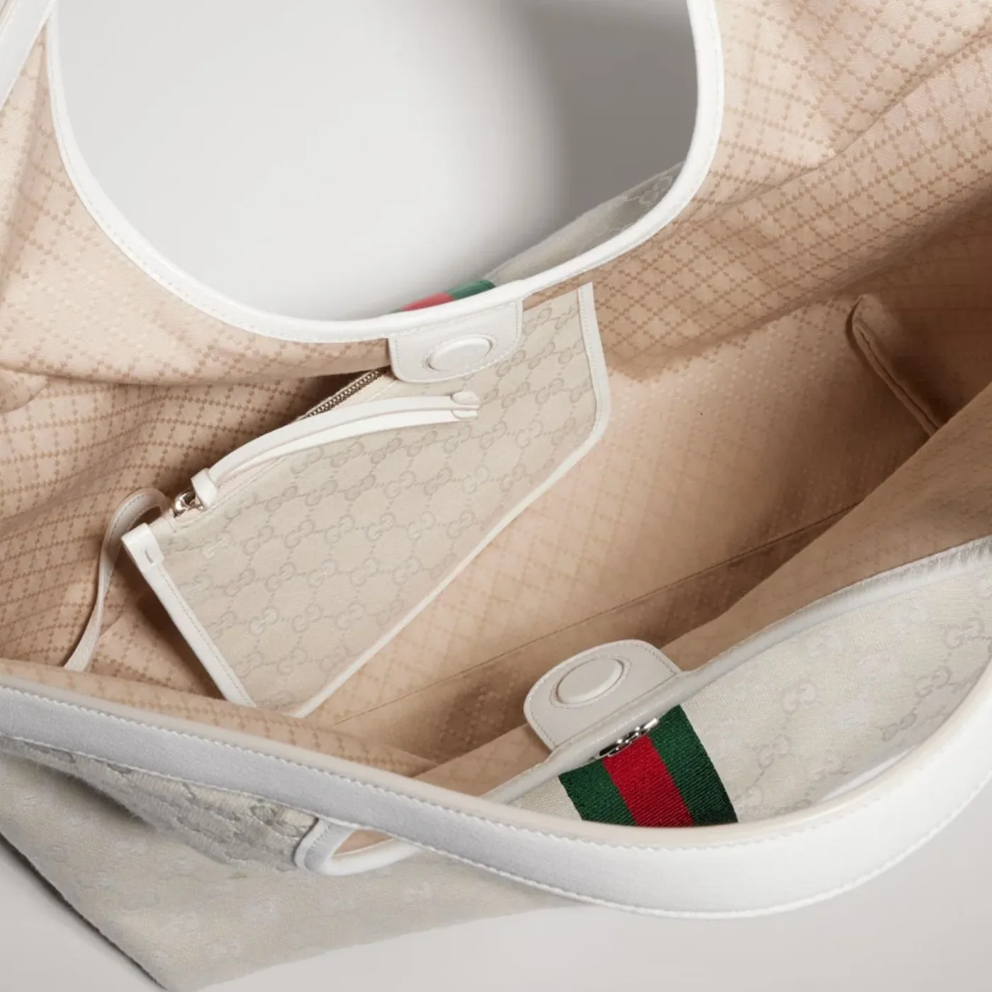 Gucci Giglio Large Tote Bag in White Silver Hardware