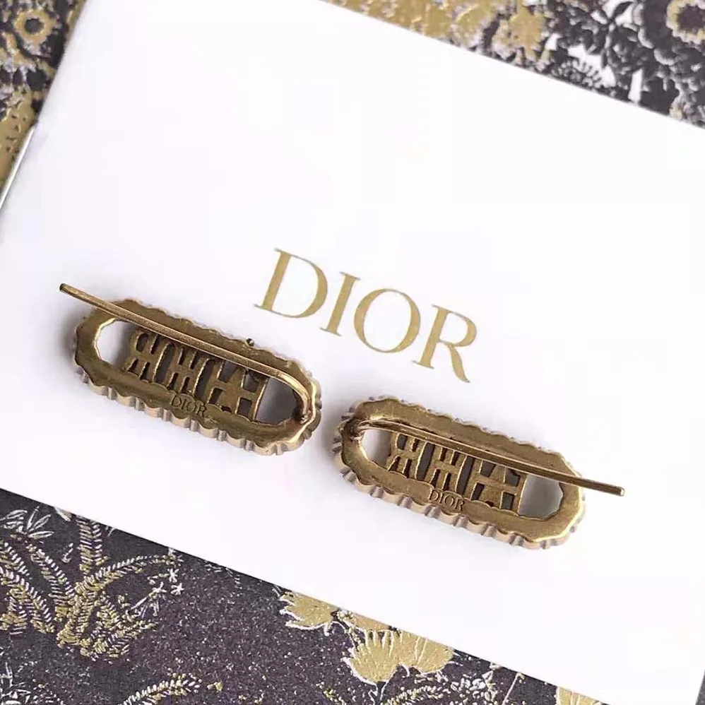 Dior J Adior Earrings Antique Gold-Finish Metal and White Resin Pearls for Women Dior J Adior Earrings Antique Gold-Finish Metal and White Resin Pearls for Women