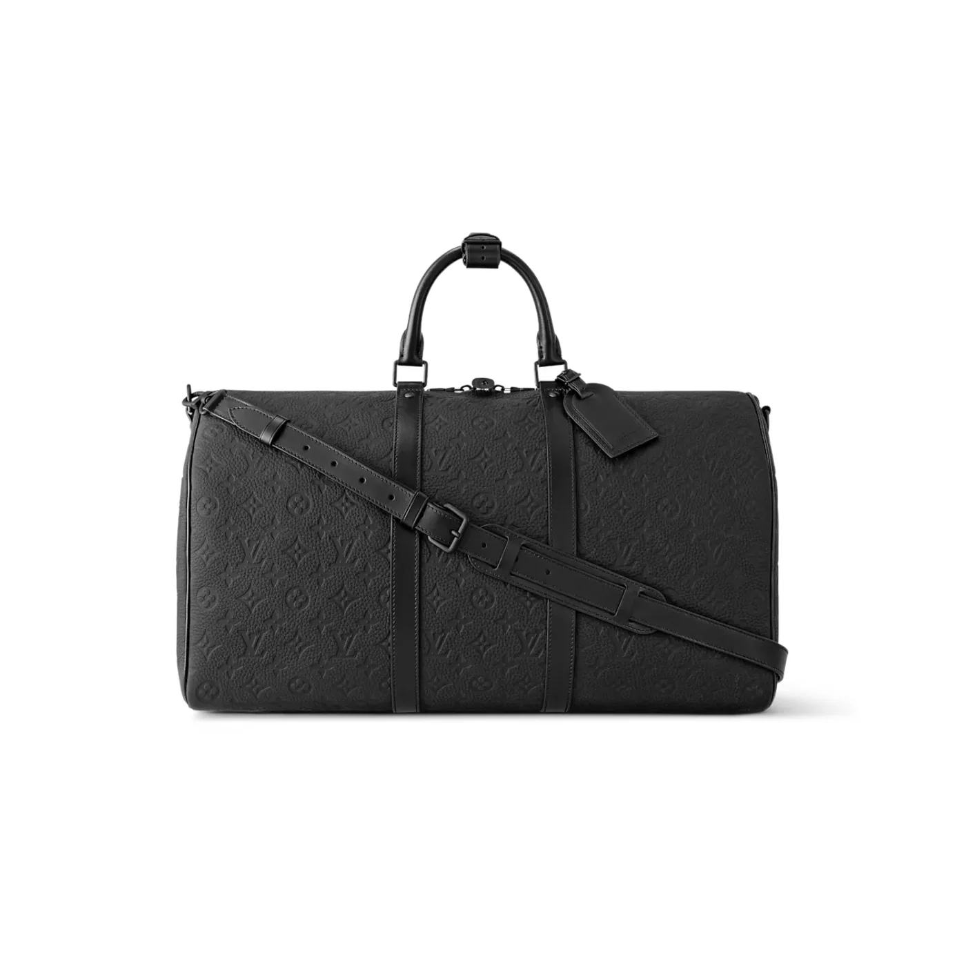 Louis Vuitton Keepall Bandouliere 50 Travel Bag in Black Matte Black Hardware Louis Vuitton Keepall Bandouliere 50 Travel Bag in Black Matte Black Hardware