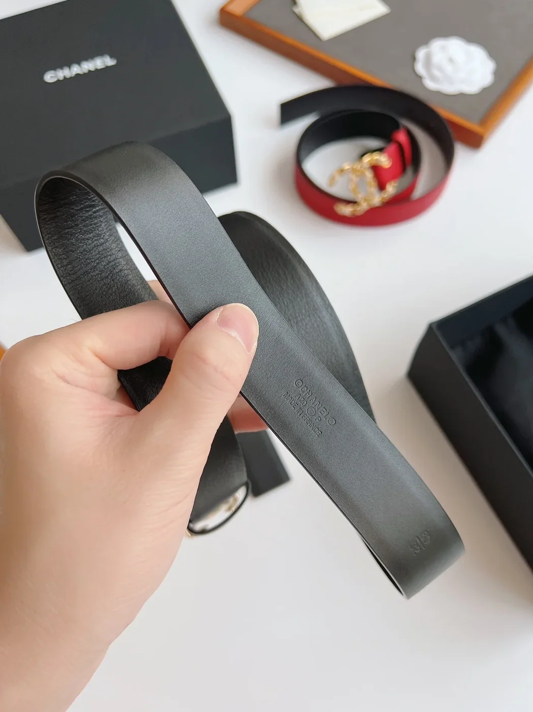 Chanel Attach Stone Metal CC Belt Black