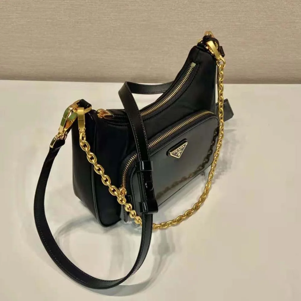 Prada Re-Nylon and Brushed Leather Mini-bag for Women in Black