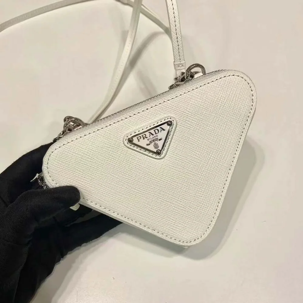 Prada Saffiano Leather Mini Pouch for Unisex in White Prada Saffiano Leather Mini Pouch for Unisex in White