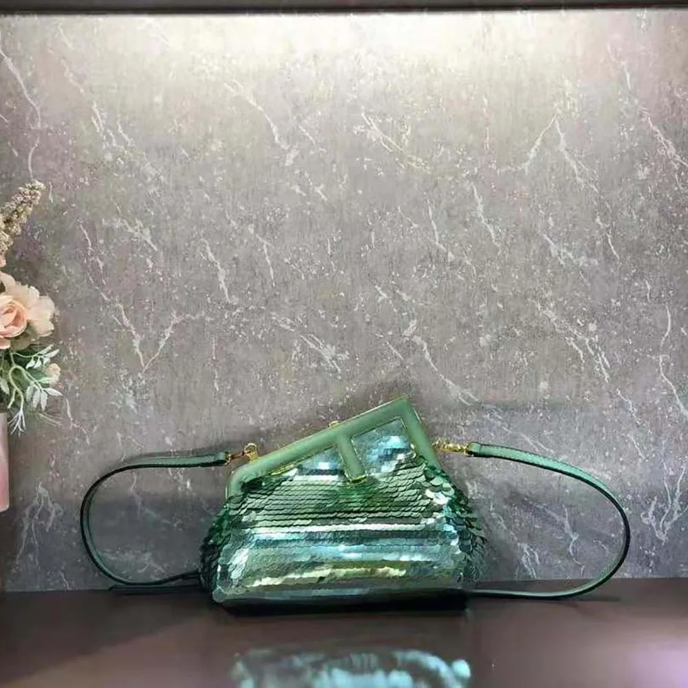 Fendi First Small Green Sequinned Bag for Women Fendi First Small Green Sequinned Bag for Women
