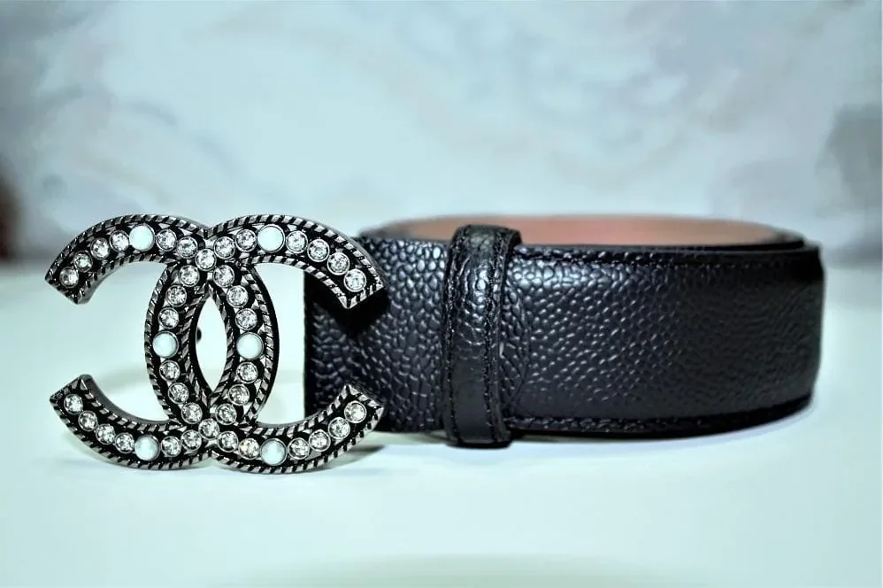 Caviar Pattern Amazing Belt SiAmazinger Diamond Buckle