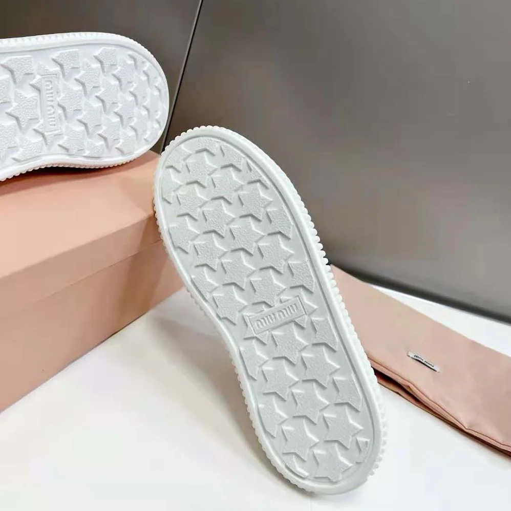 Miu Miu Denim Sneakers EVA Sole with Logo for Women in White