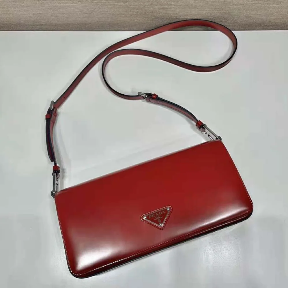 Prada Brushed Leather Prada Femme Bag for Women in Red Prada Brushed Leather Prada Femme Bag for Women in Red