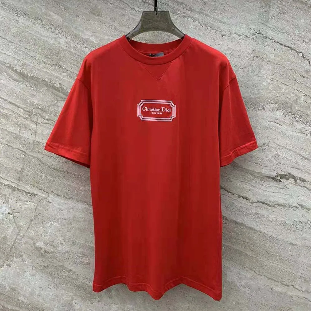 Dior Christian Dior Couture Relaxed-Fit T-Shirt Red Organic Cotton Jersey for Men