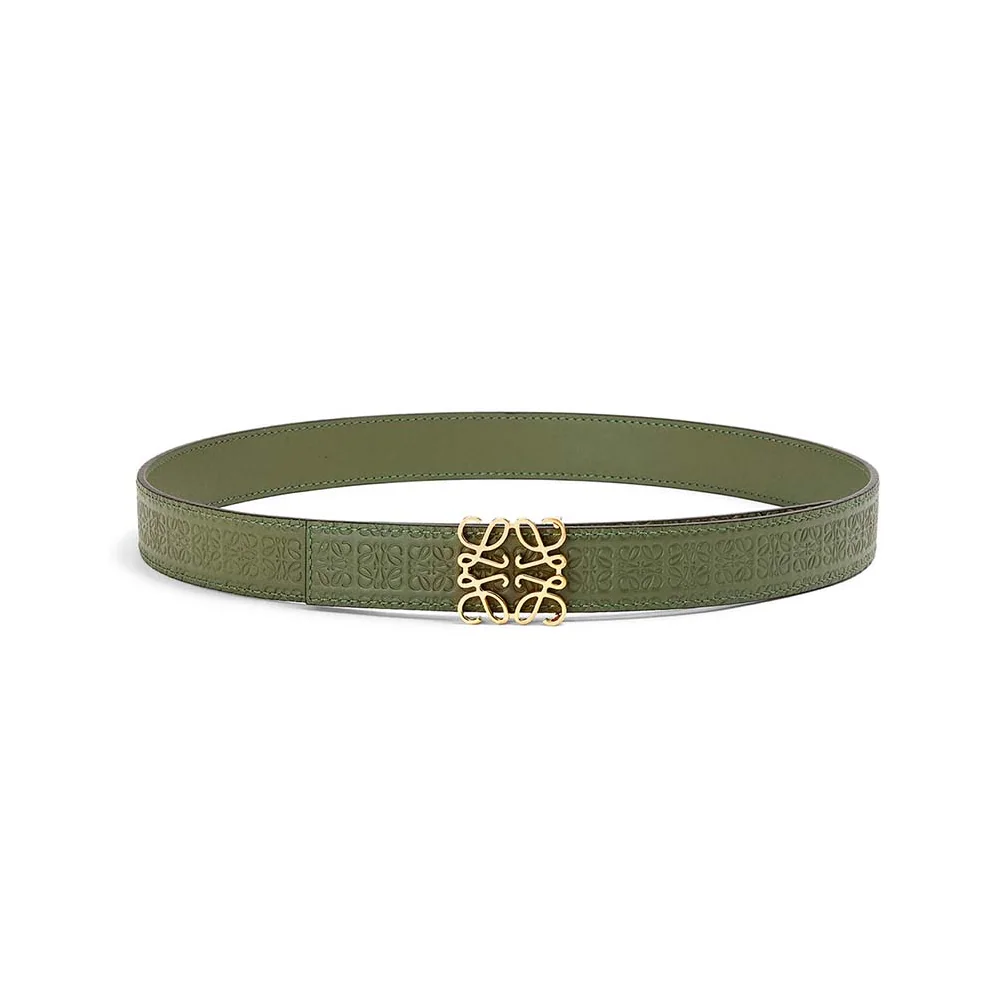 Loewe Anagram Belt in Silk Calfskin for Women in Green