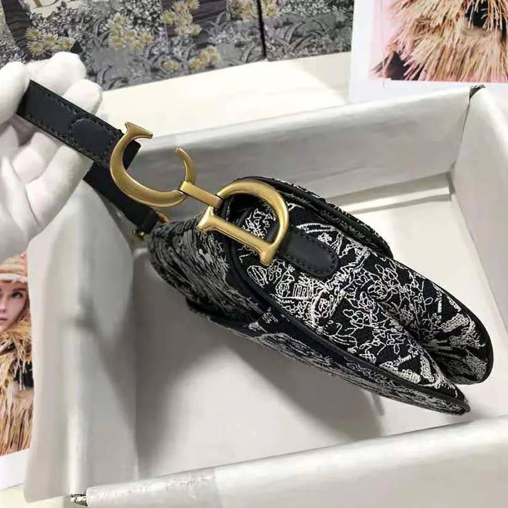Dior Saddle Bag Toile DE Jouy Reverse Jacquard for Women Dior Saddle Bag Toile DE Jouy Reverse Jacquard for Women