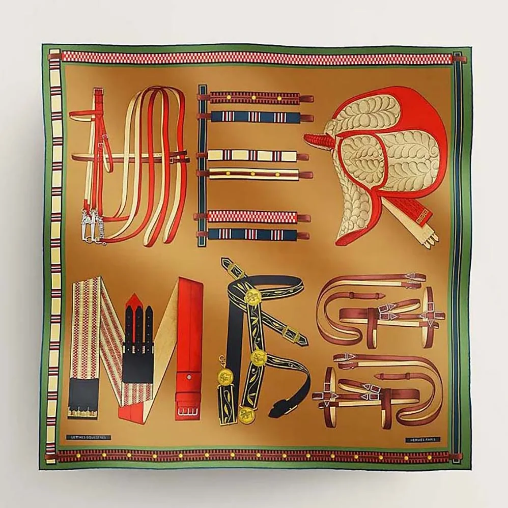 Hermes Lettres Equestre Scarf 90 for Women in Brown Hermes Lettres Equestre Scarf 90 for Women in Brown