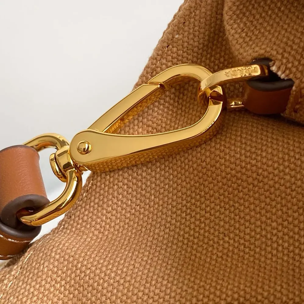 Prada Jardinière Small Cotton Canvas Handbag for Women in Brown