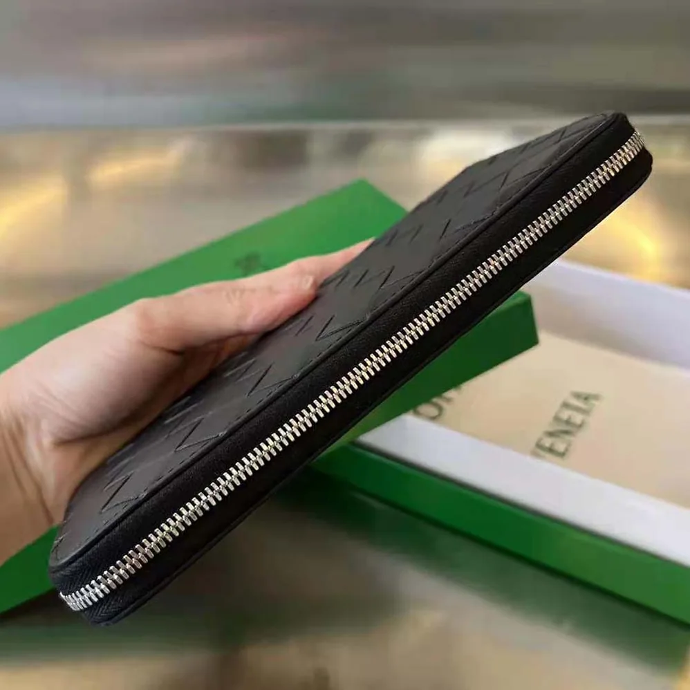 Bottega Veneta Intrecciato Zip Around Wallet for Unisex in Black Bottega Veneta Intrecciato Zip Around Wallet for Unisex in Black