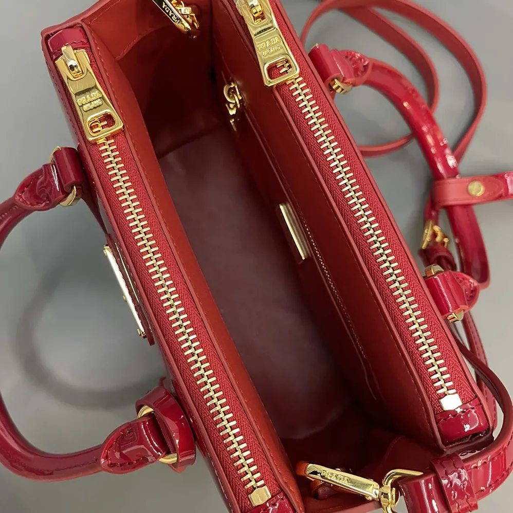 Prada Prada Galleria Patent Leather Mini Bag for Women in Red Prada Prada Galleria Patent Leather Mini Bag for Women in Red