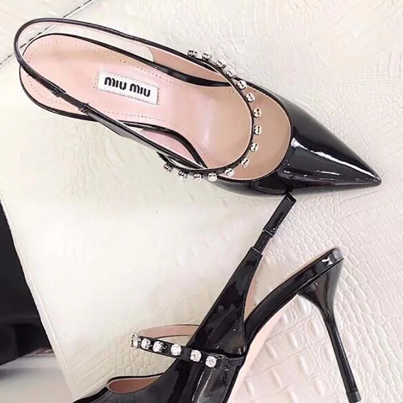 Miu Miu Shoes Patent Leather Slingbacks 85mm Heel for Women in Black